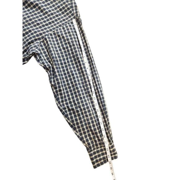 Coach Men XL Made IN USA 80s 2 ply cotton button up plaid Shirt Blue/Grey pocket - Picture 6 of 8